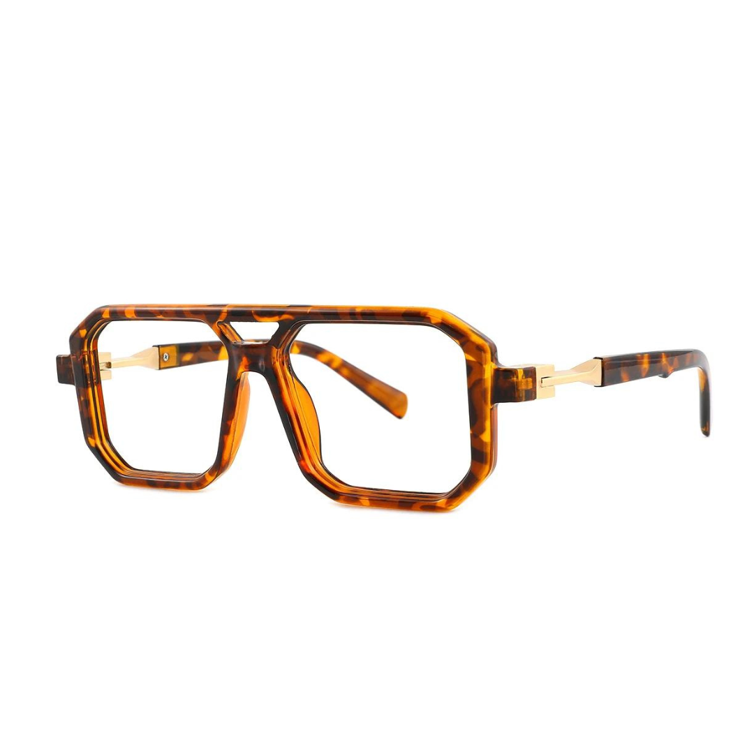 First Lens Retro Classic Frame Computer Glasses 002 - Leopard front view