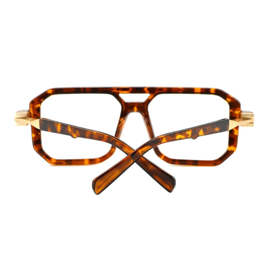 First Lens Retro Classic Frame Computer Glasses 002 - Leopard on a desk