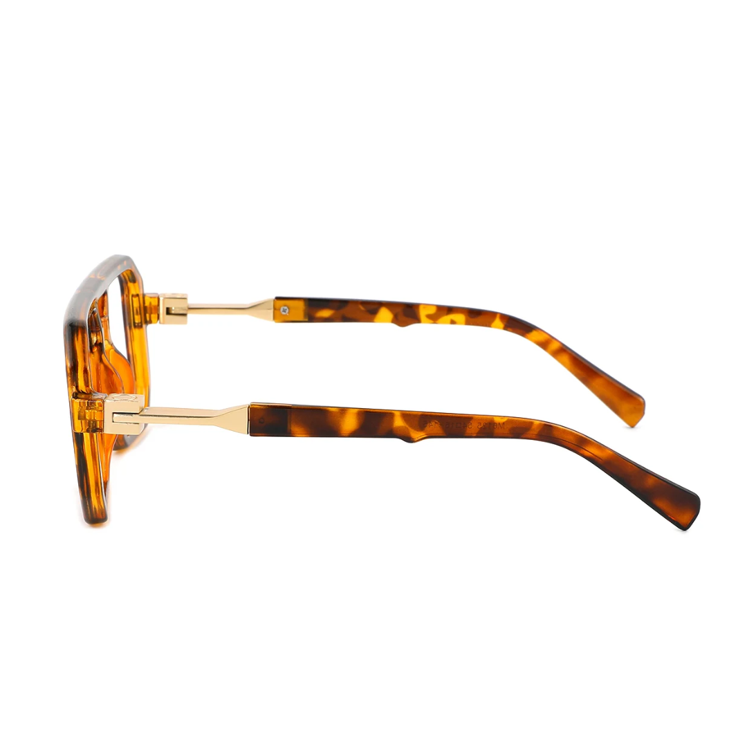 Man wearing First Lens Retro Classic Frame Computer Glasses 002 - Leopard