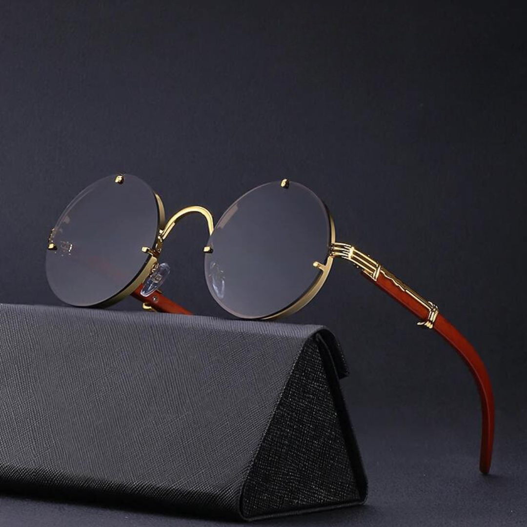 First Lens Retro Gothic Round Sunglasses - Angled View