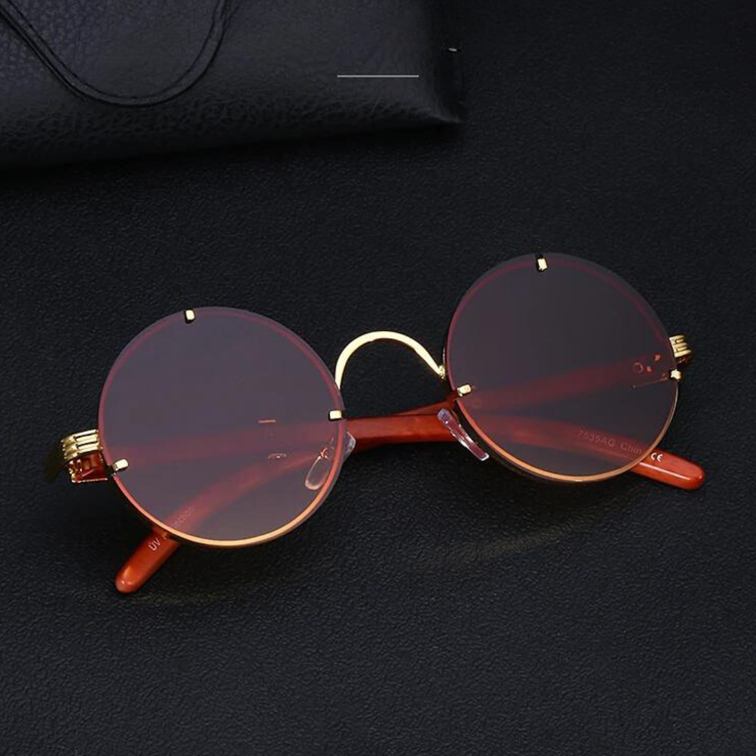 First Lens Retro Gothic Round Sunglasses - Close-Up on Lenses