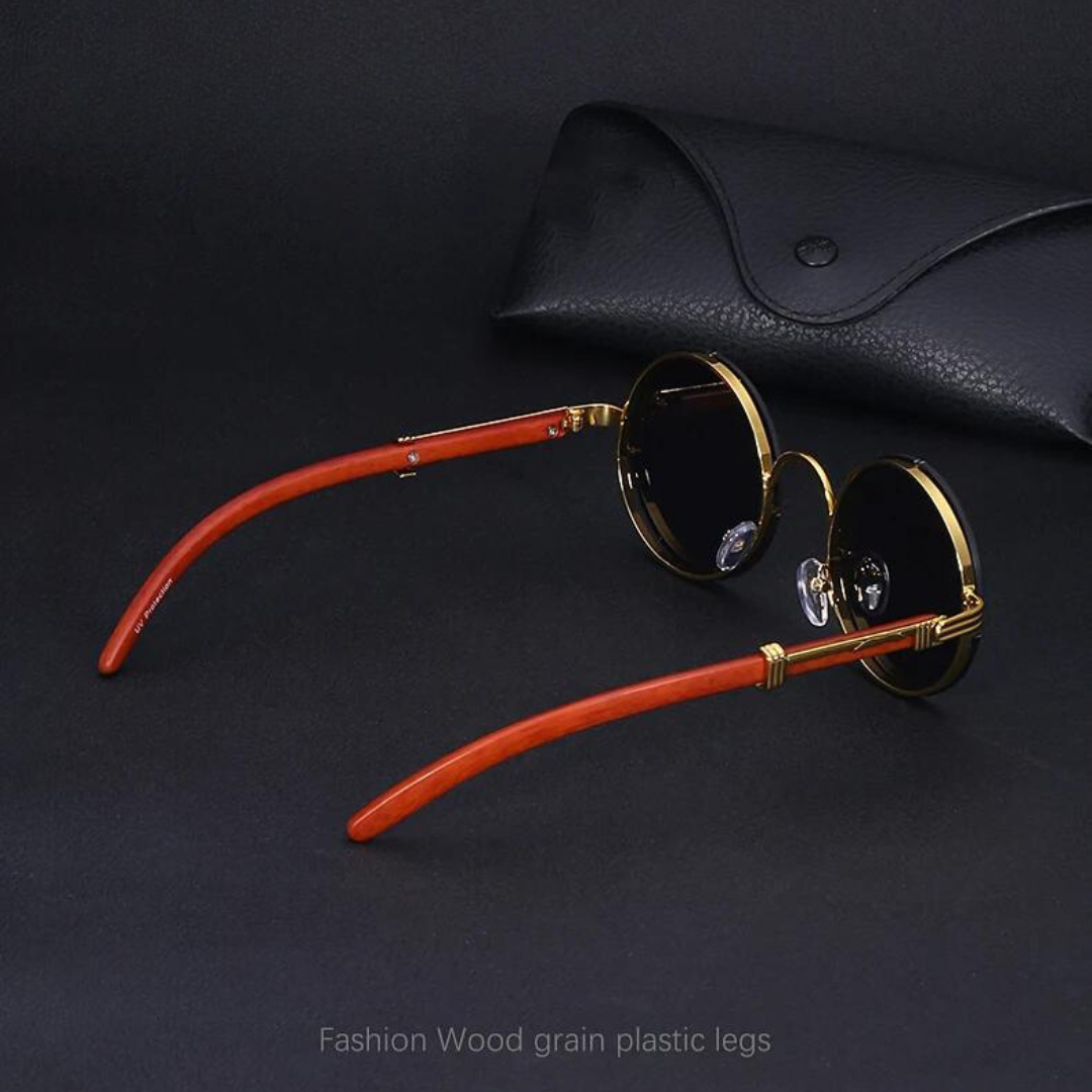 First Lens Retro Gothic Round Sunglasses - Close-Up on Frame