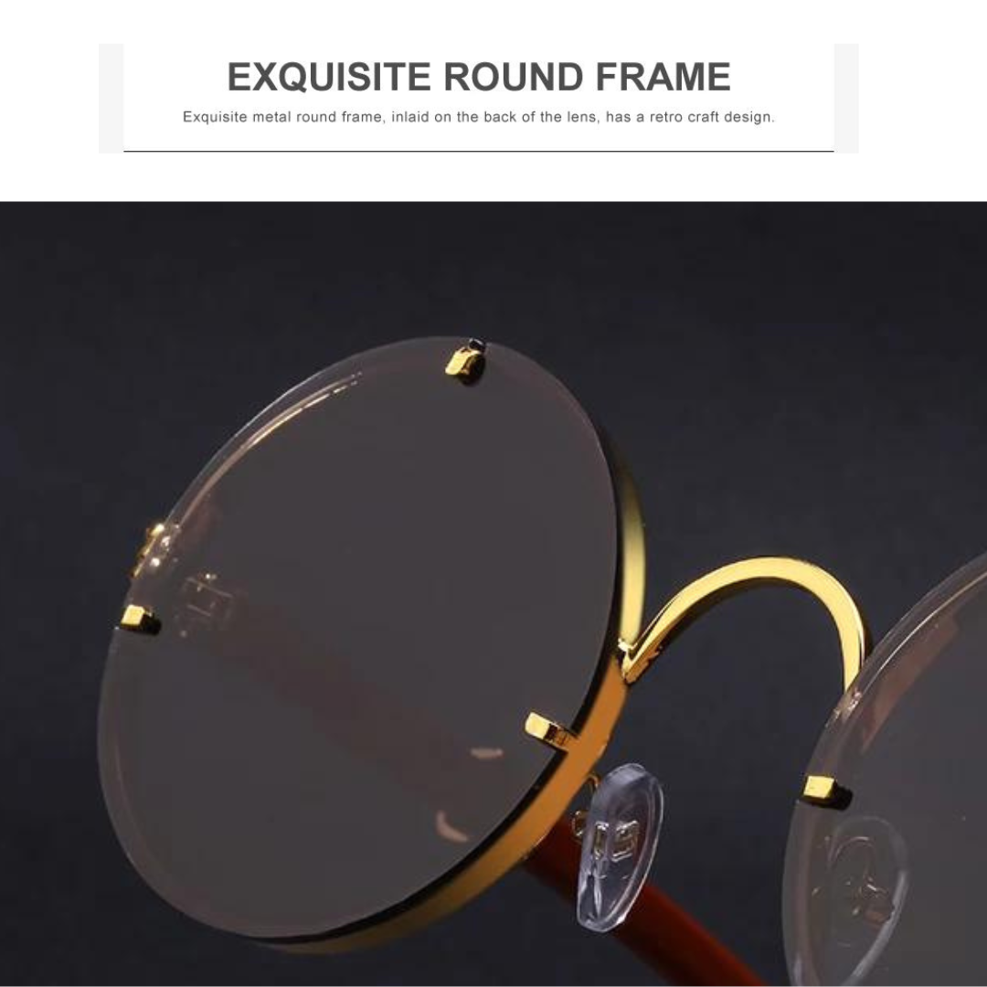 First Lens Retro Gothic Round Sunglasses - Folded Position