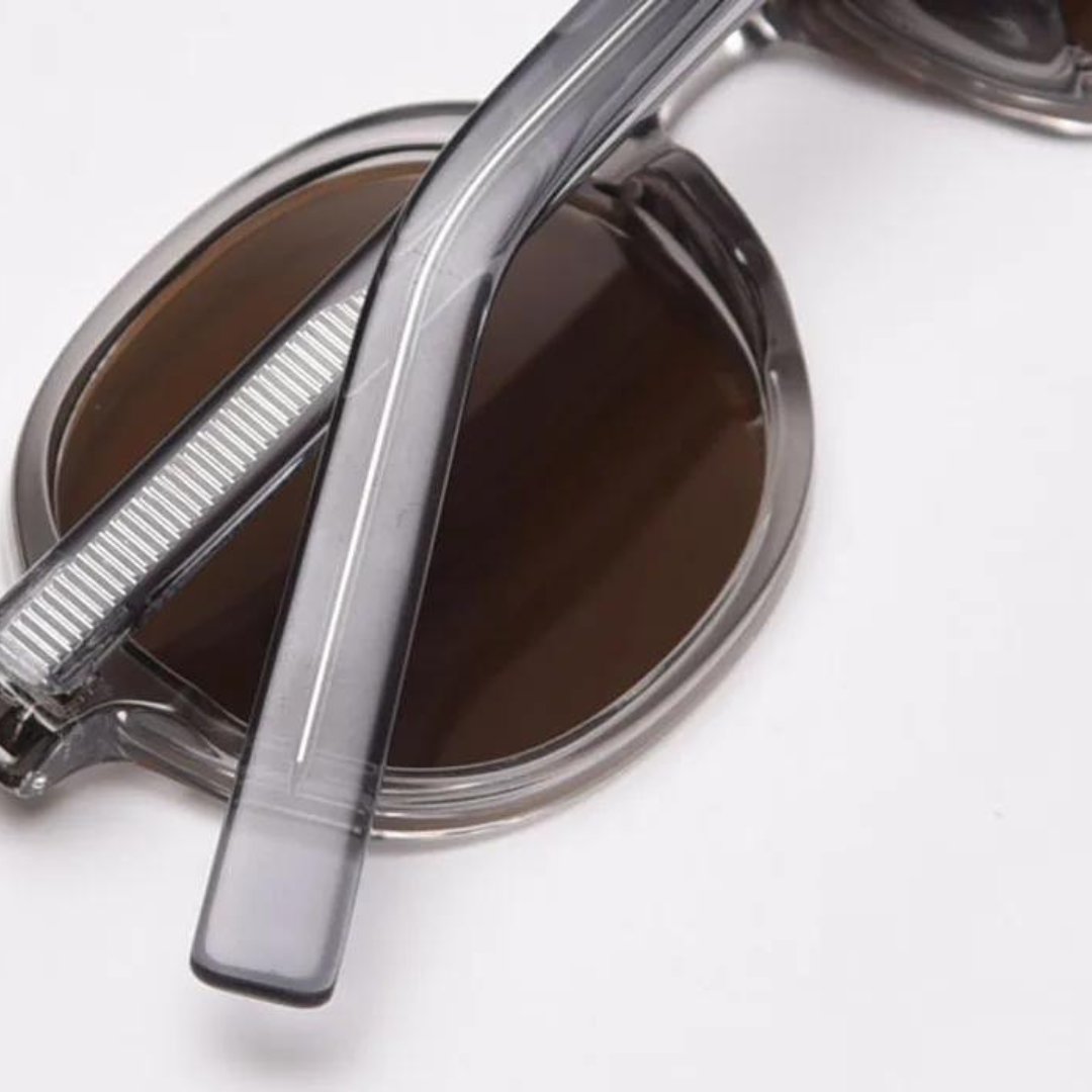 First Lens Retro Round Brown-Tinted Sunglasses with Vintage Aesthetic