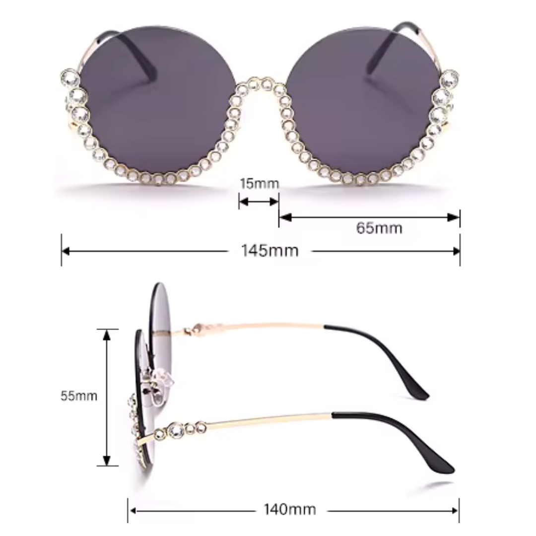 First Lens Rhinestone Oversize Women Sunglass - UV Protection Label