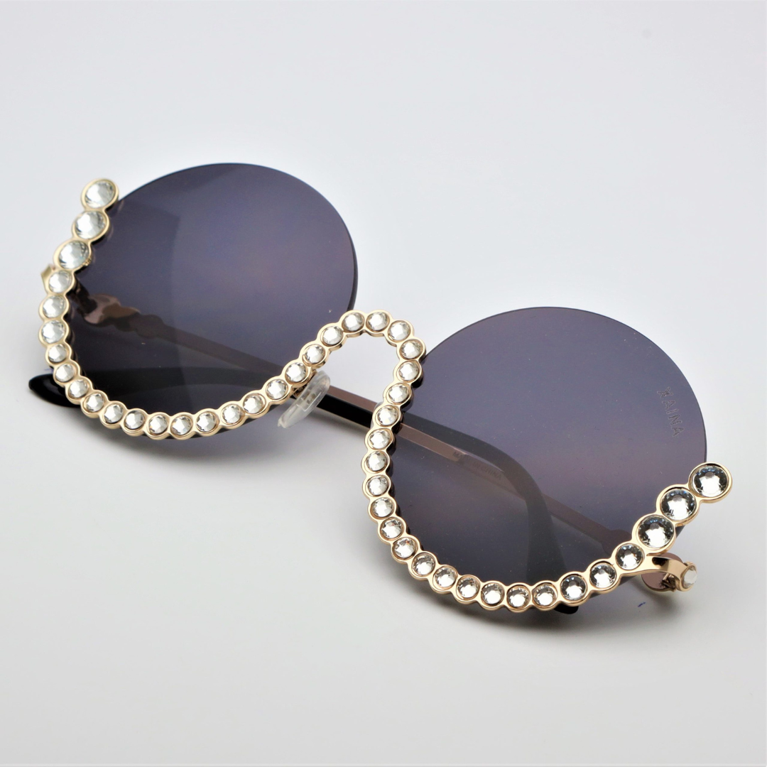 First Lens Rhinestone Oversize Women Sunglass - Angled View