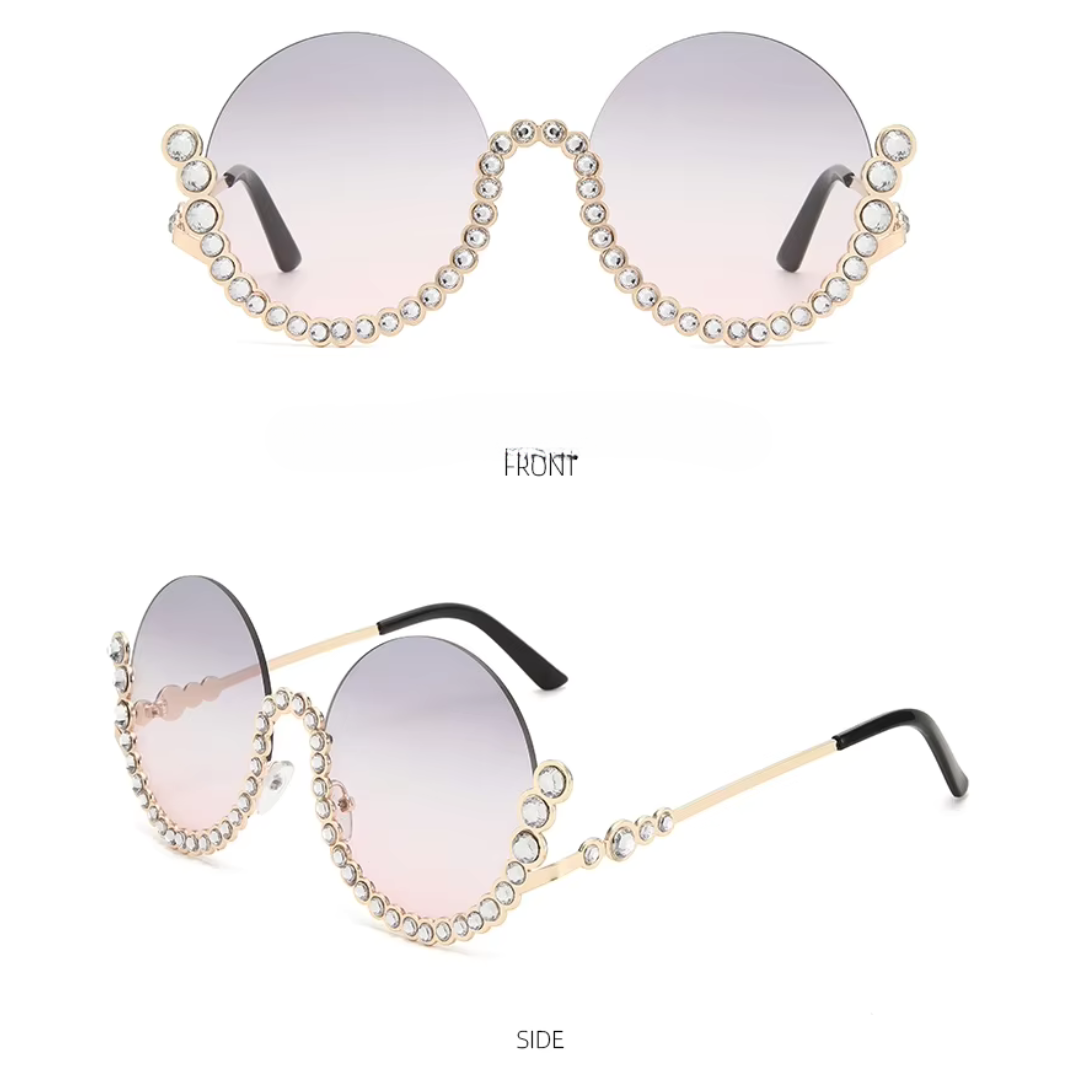 First Lens Rhinestone Oversize Women Sunglass - 400UV Polycarbonate Sunglasses