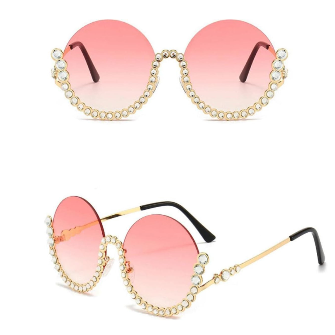 First Lens Rhinestone Oversize Women Sunglass - 400UV Polycarbonate Sunglasses