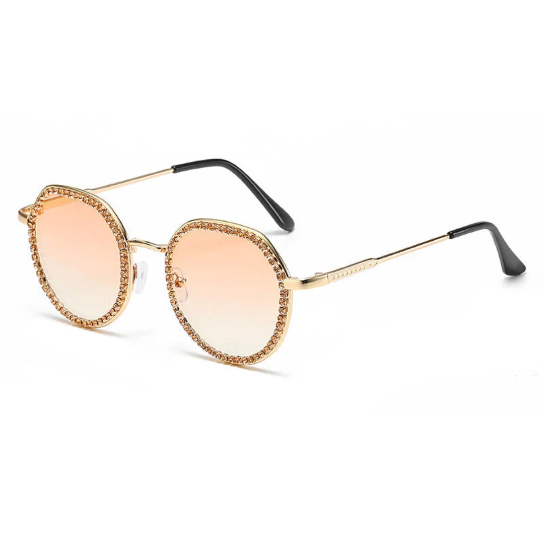 First Lens Round Glimmer-Lens Diamante Sunglasses