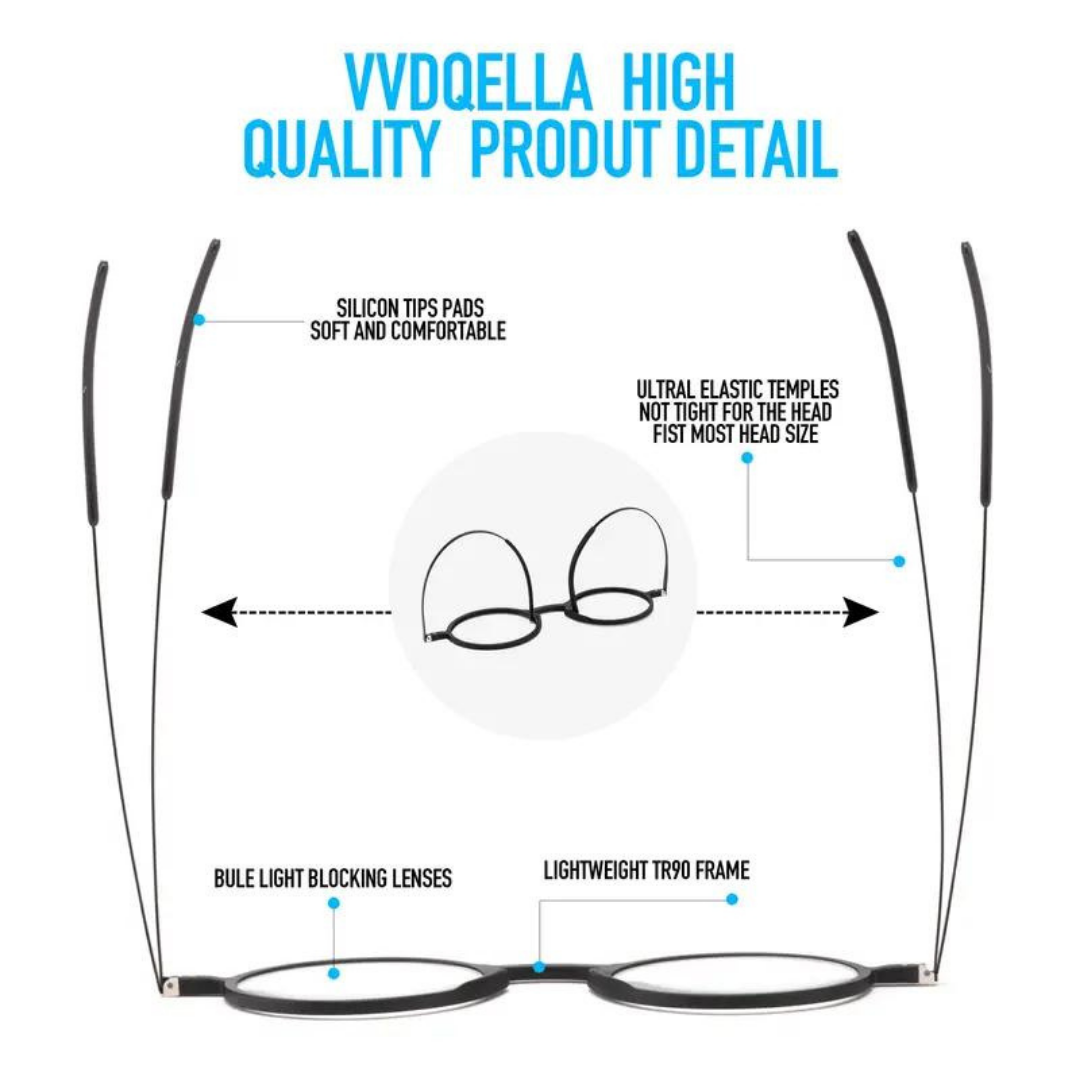 First Lens Slim Roundable Reading Glasses folded