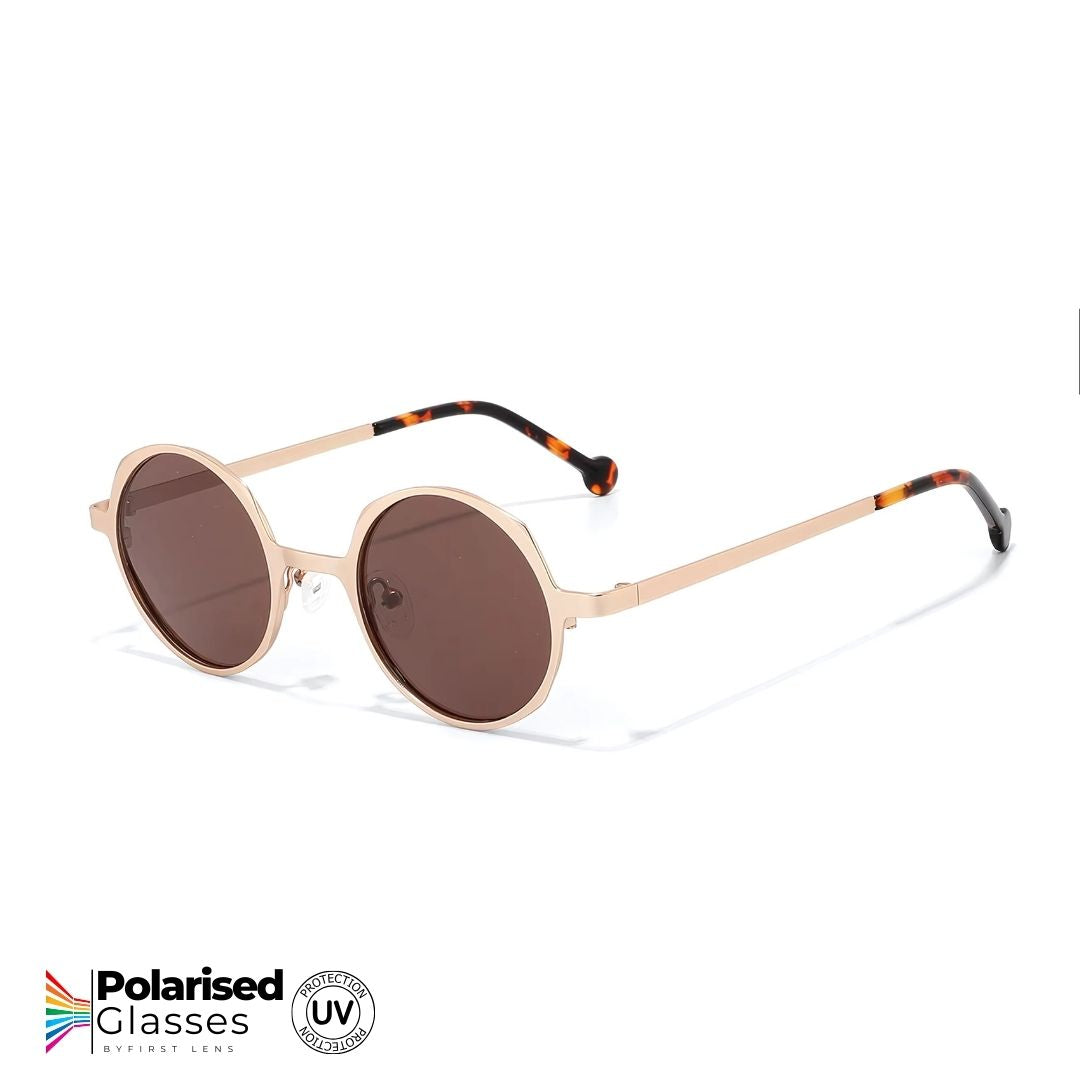 Stylish round black polarized sunglasses Starlit S036 unisex design