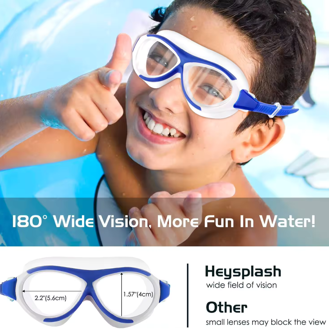 First Lens Swimming Goggles for Kids - K005, displayed on a white background, featuring anti-fog lenses.