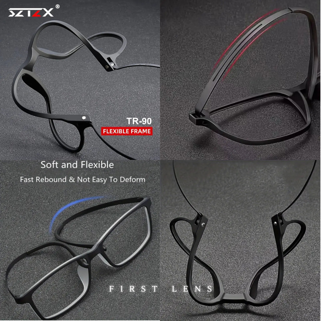 First Lens Titanium Rect Blue Light Blocking Reading Glasses