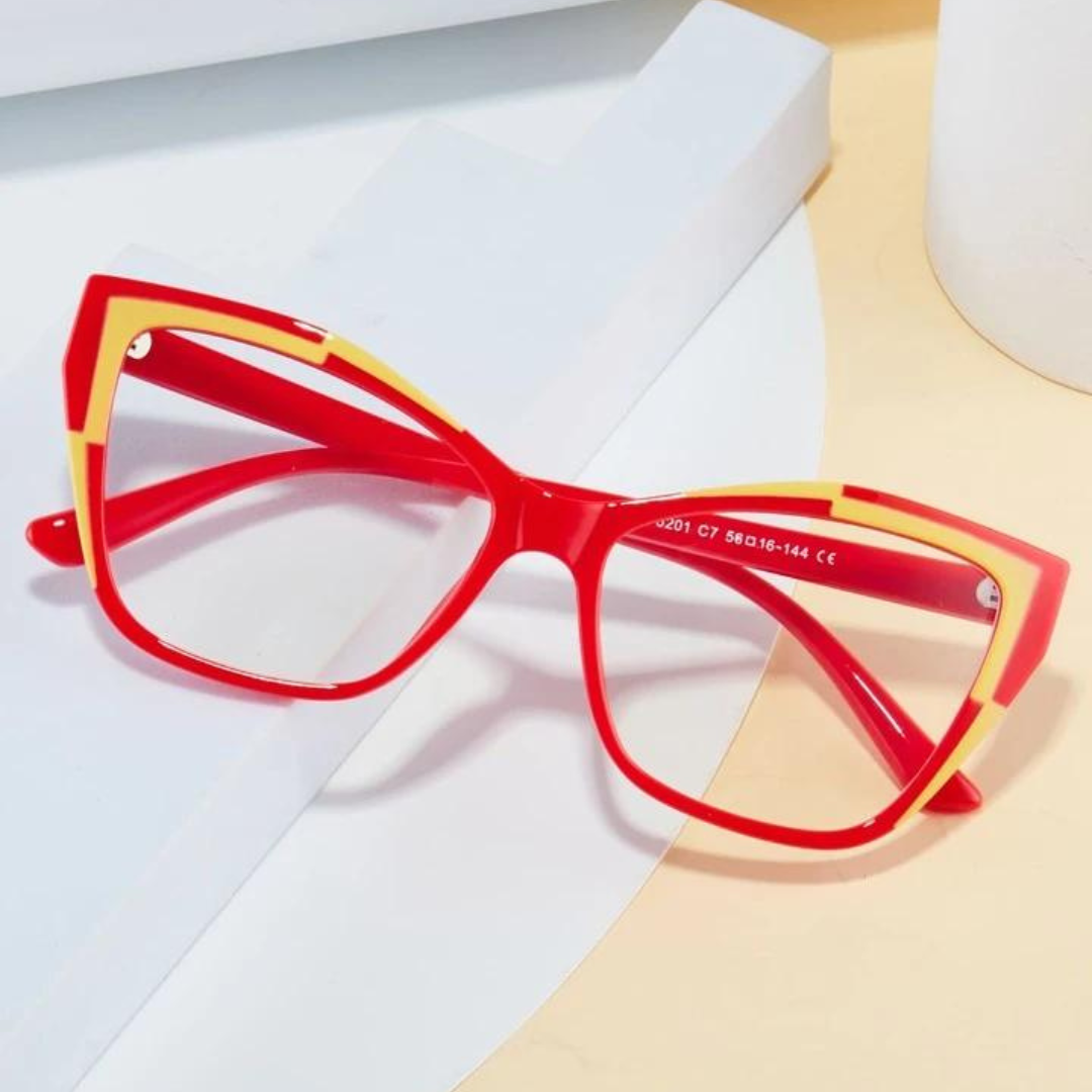 Get Noticed with First Lens Vibrant Red Cat Eye Computer Glasses