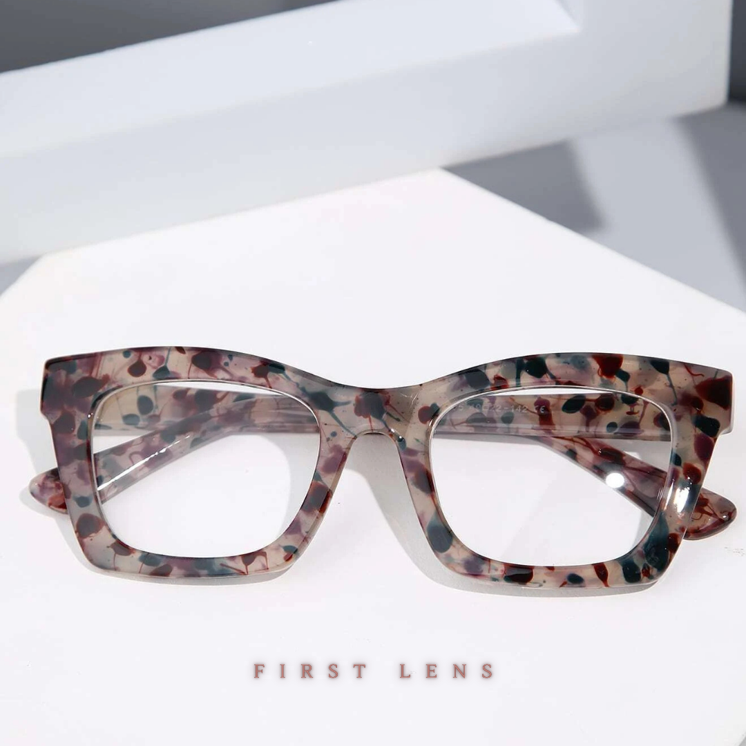 First Lens Vintage Square Leopard Blue Light Computer Glasses