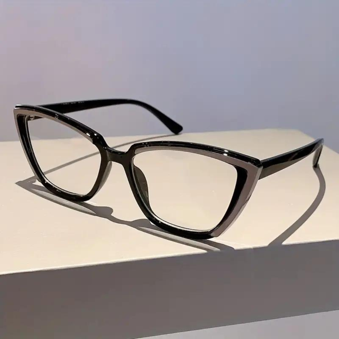 First Lens Women's Fashion Cat Eye Computer Glasses - Black frame, front view