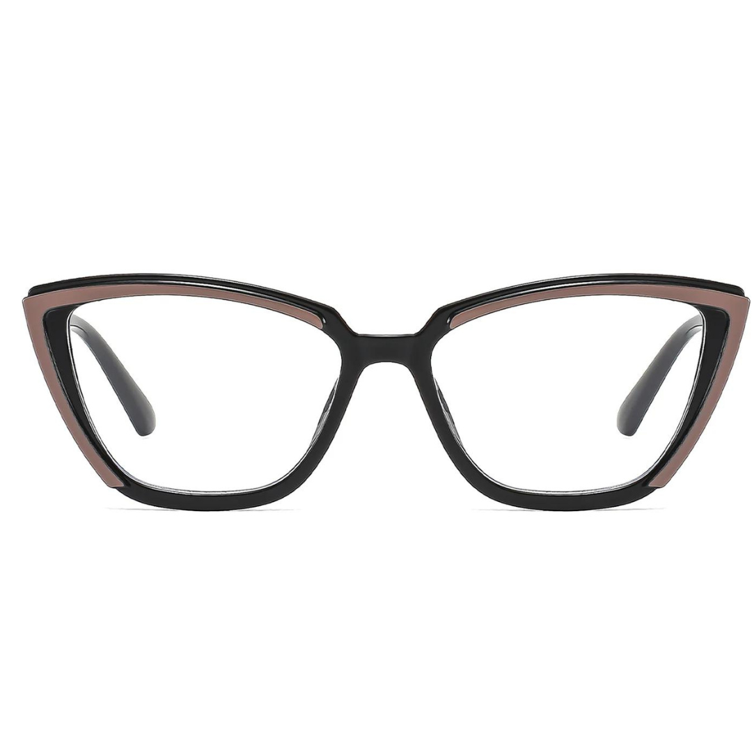 Close-up of First Lens Women's Fashion Cat Eye Computer Glasses in black