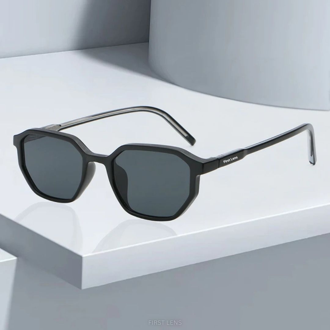 First Lens Glintique UV400 Sunglasses S011 – Stylish Black Frame, UV Protection