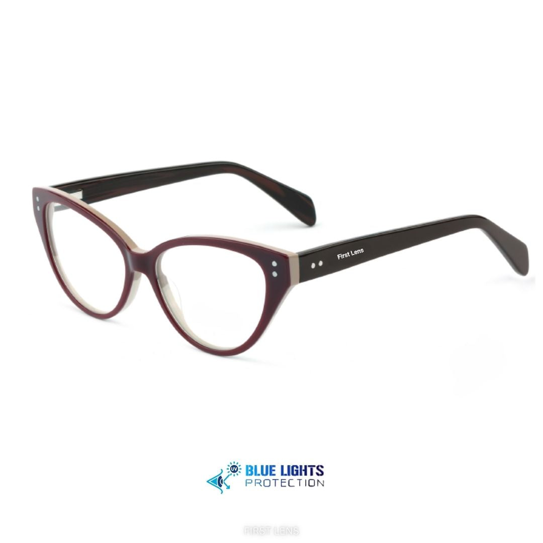 First Lens Ruby blue light blocking cat-eye glasses for digital screen use