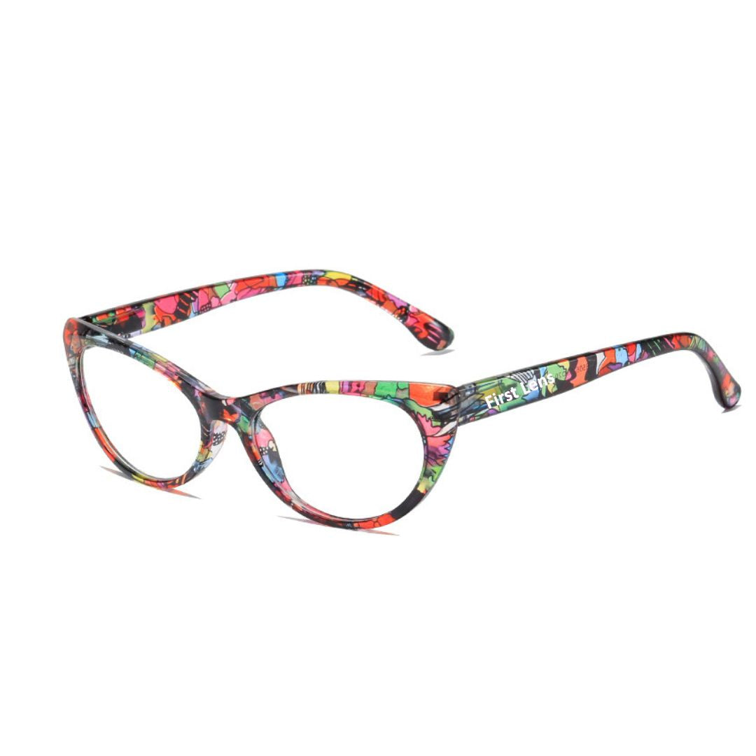 First Lens Cat Eye Floral Computer Glasses For Women-B094