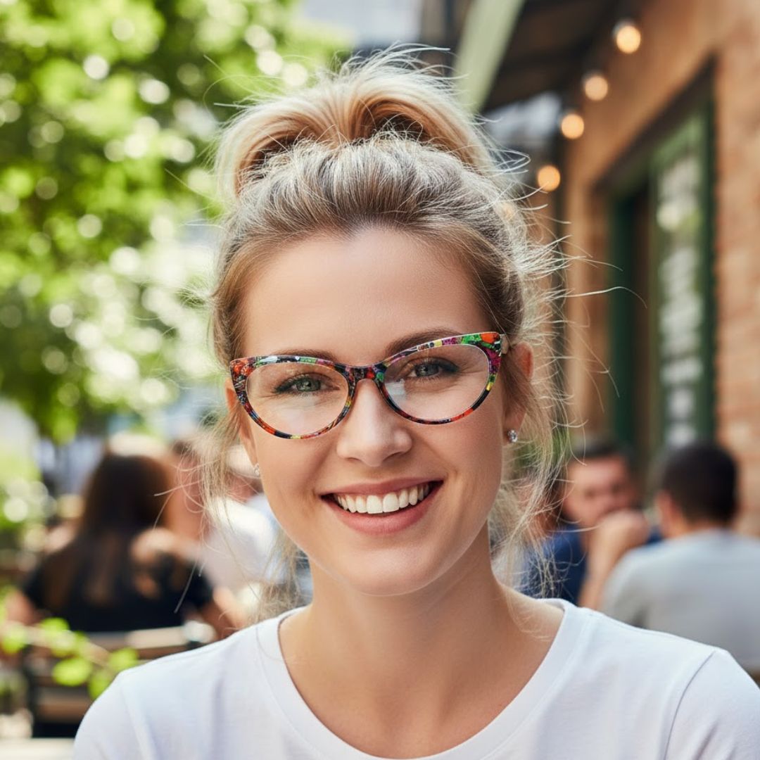 First Lens Cat Eye Floral Computer Glasses For Women-B094