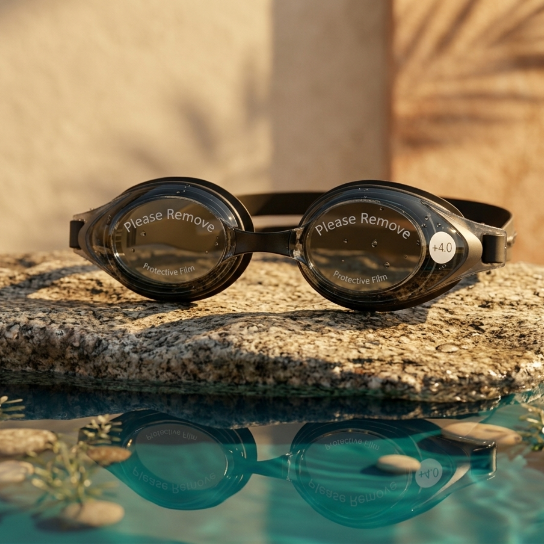 First Lens Customize Powered Swimming Goggles with UV Protection & Antifog - Plus Power (Hyperopia) - SW021