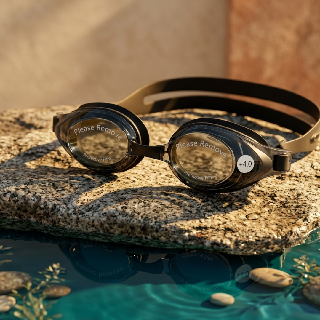 First Lens Customize Powered Swimming Goggles with UV Protection & Antifog - Plus Power (Hyperopia) - SW021