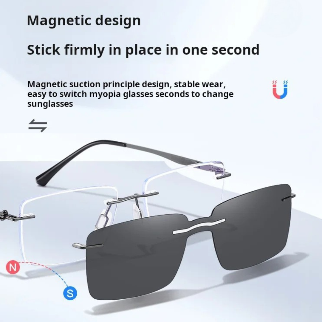 First Lens Magnetix Clip-On Blue Light Computer Glasses- B118-Black-Gun
