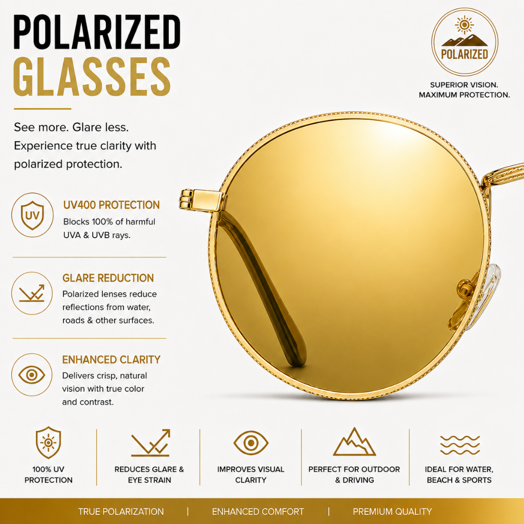 First Lens Polarized Sunglasses Gold Mirrored S507