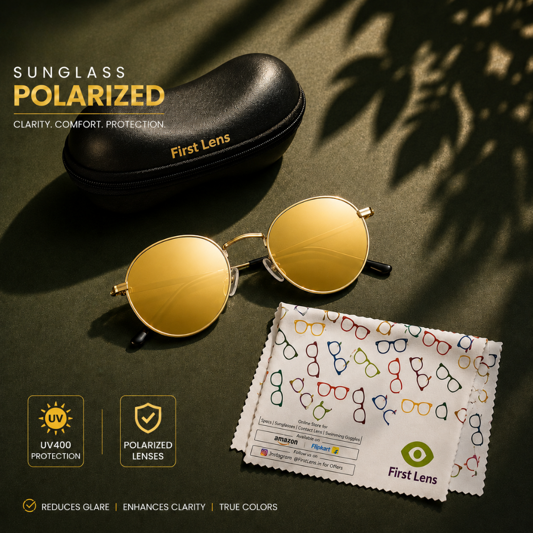 First Lens Polarized Sunglasses Gold Mirrored S507