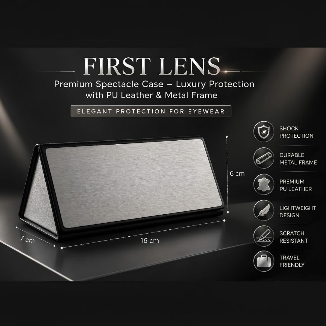 First Lens Portable Triangular Foldable Eyeglass Case