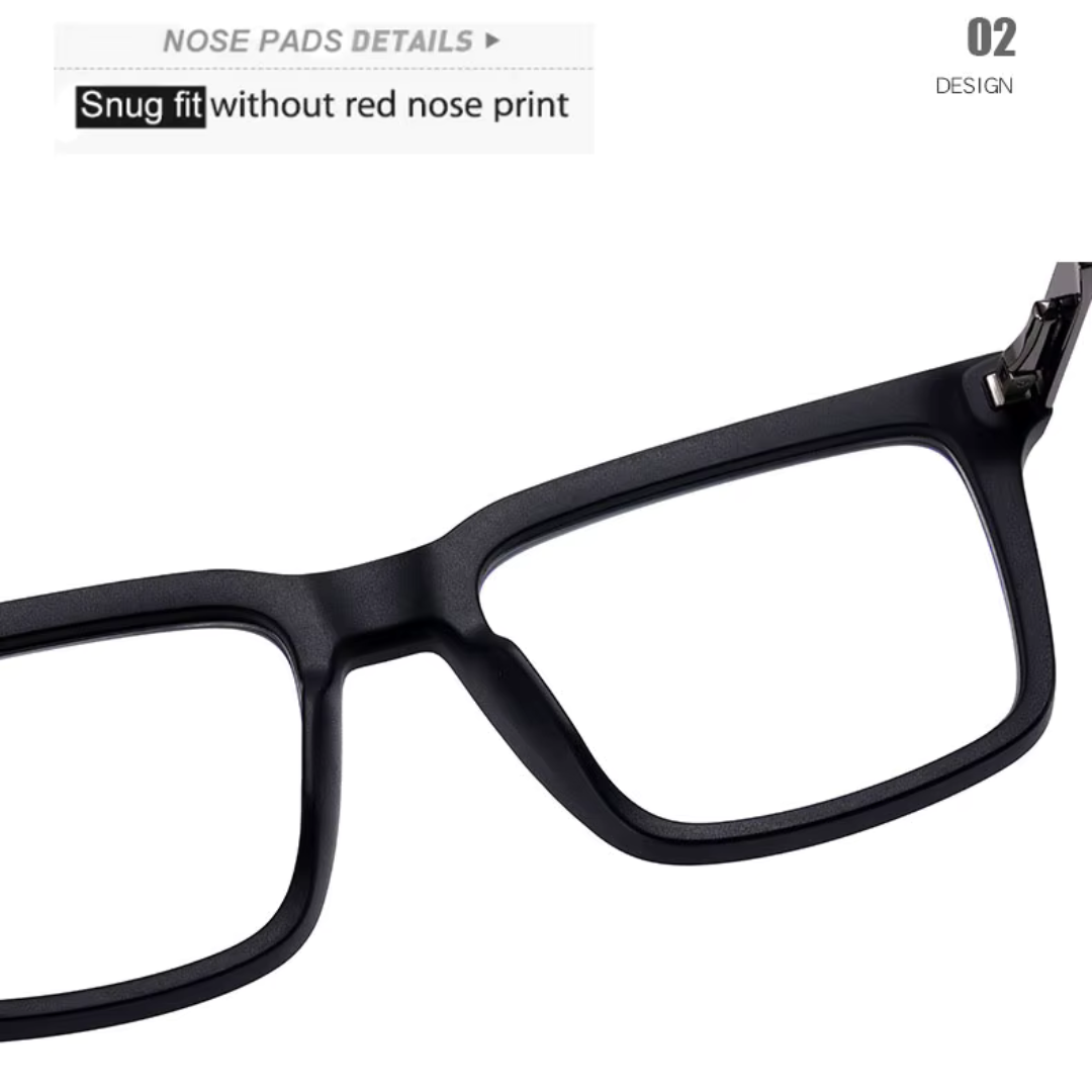 First Lens Stealth Square Blue Light Computer Glasses- B111-Matt Black
