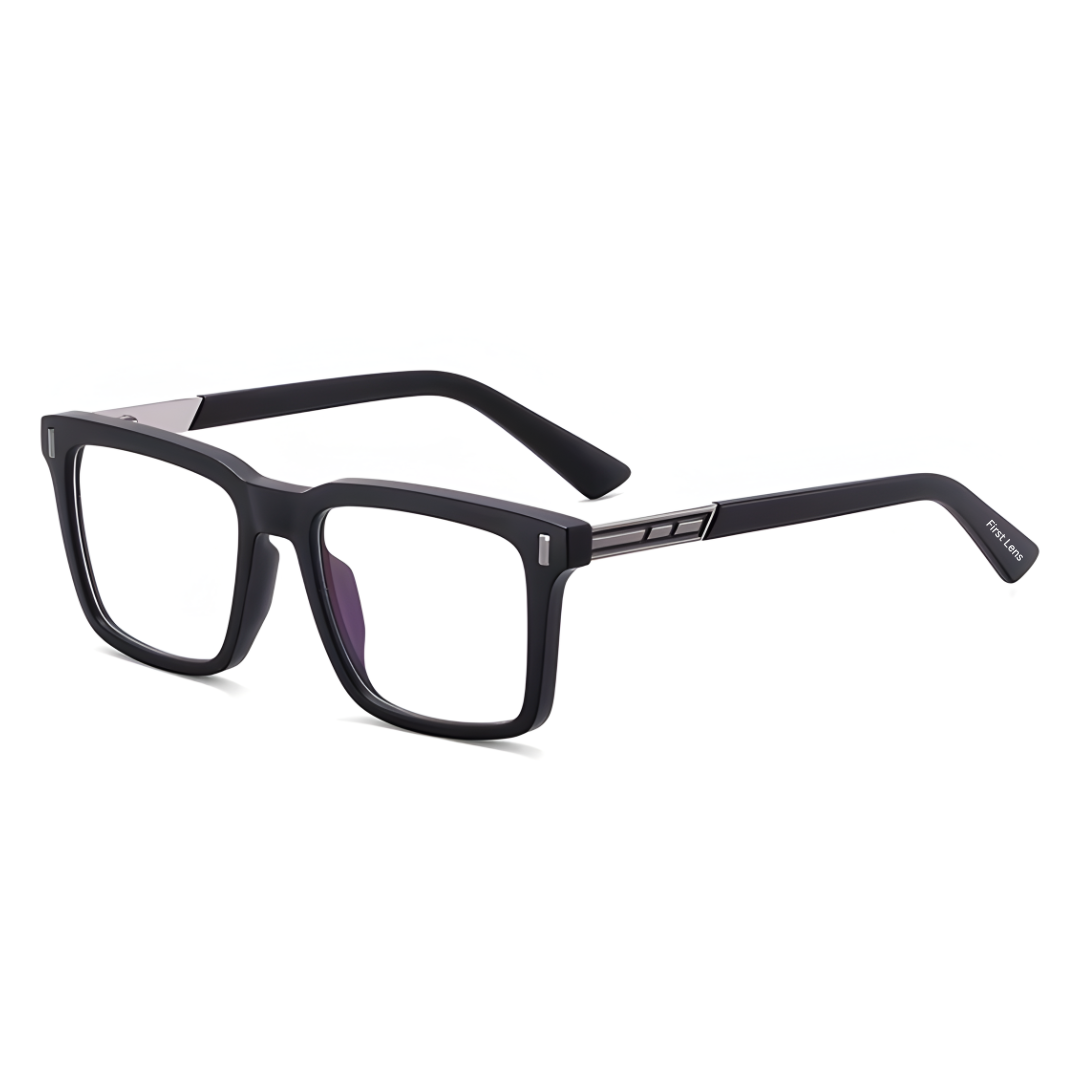 First Lens Stealth Square Blue Light Computer Glasses- B111-Matt Black