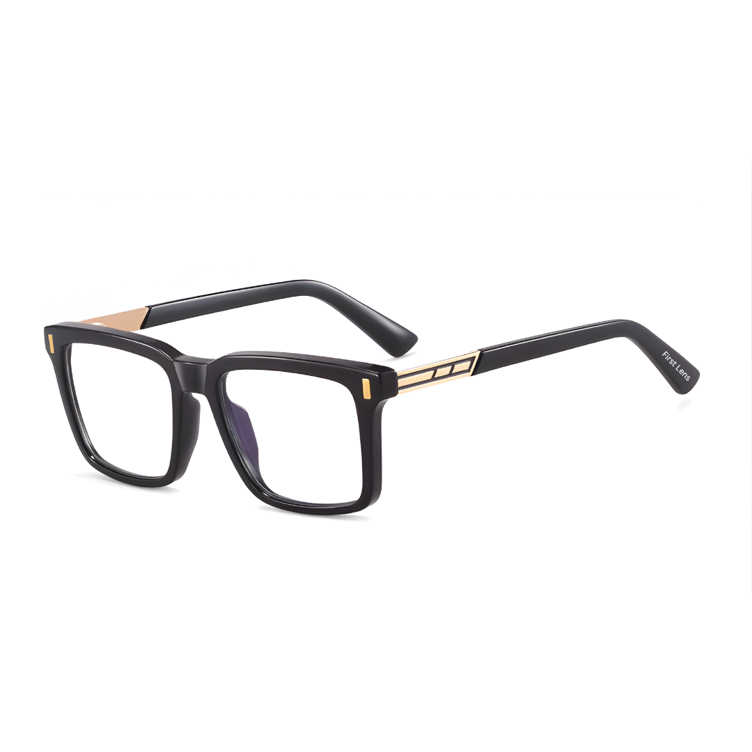 First Lens Stealth Square Blue Light Computer Glasses- B111-Gloss Black