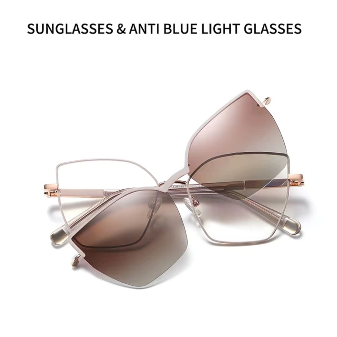 First Lens Vogue Square Magnetic Clip-On Sunglasses - S122