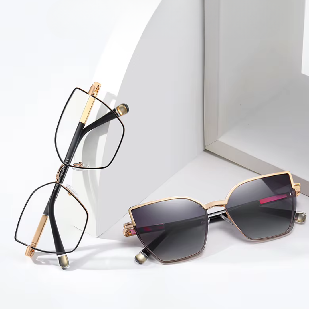 First Lens Vogue Square Magnetic Clip-On Sunglasses - S122