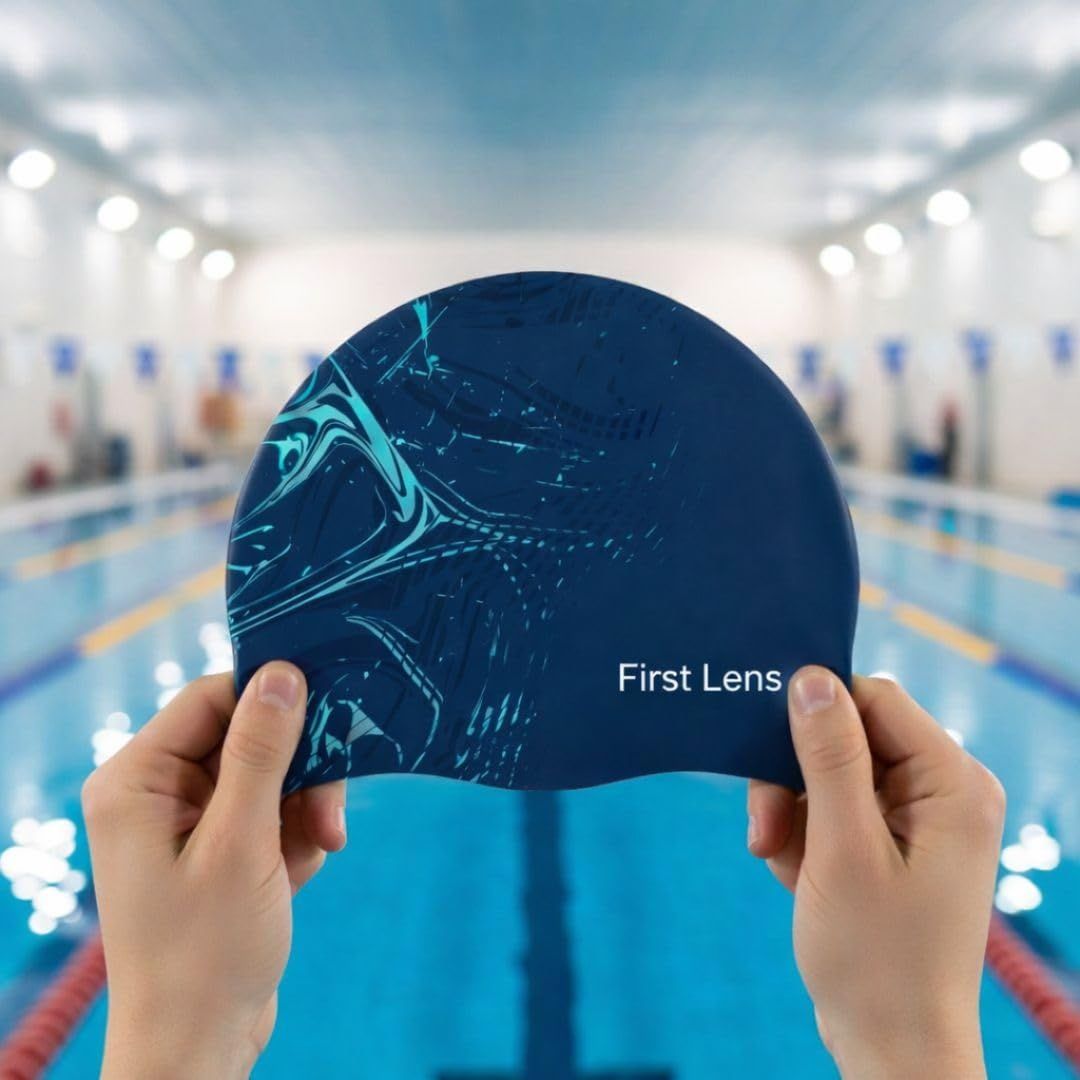First Lens Waterproof Silicon Swimming Cap for Men and Women