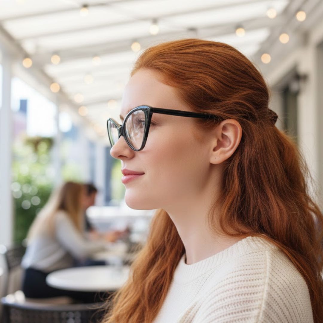 First Lens Winged Frame Cat Eye Computer Glasses-B095