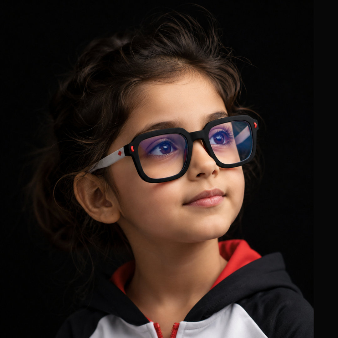 First Lens Dino Dash  Kids Blue Light Computer Glasses Black & White - B281