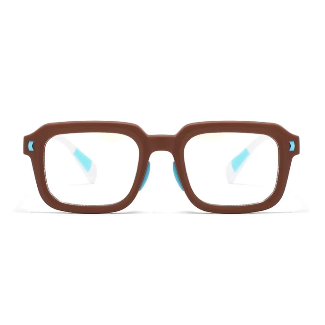 First Lens Dino Dash  Kids Blue Light Computer Glasses Brown & White - B282