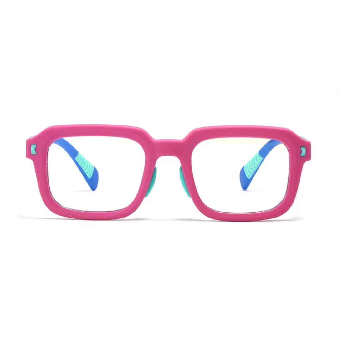 First Lens Dino Dash  Kids Blue Light Computer Glasses Pink & Blue -  B284