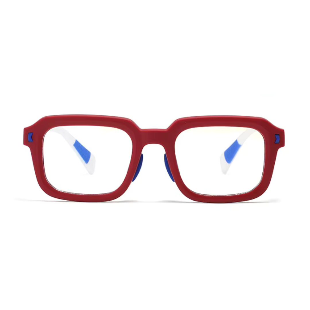 First Lens Dino Dash  Kids Blue Light Computer Glasses Red & White - B283