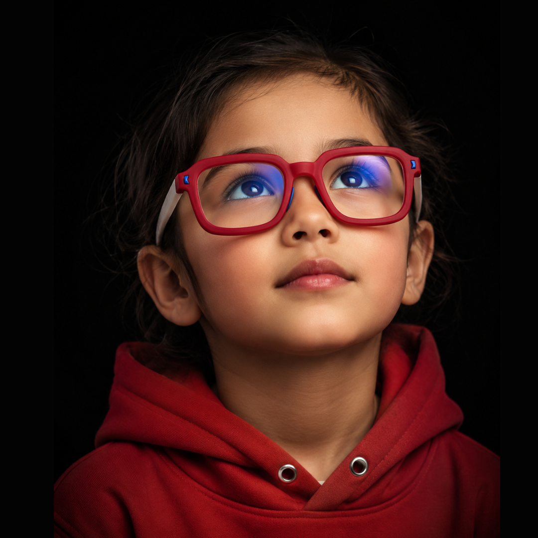 First Lens Dino Dash  Kids Blue Light Computer Glasses Pink & Blue -  B284