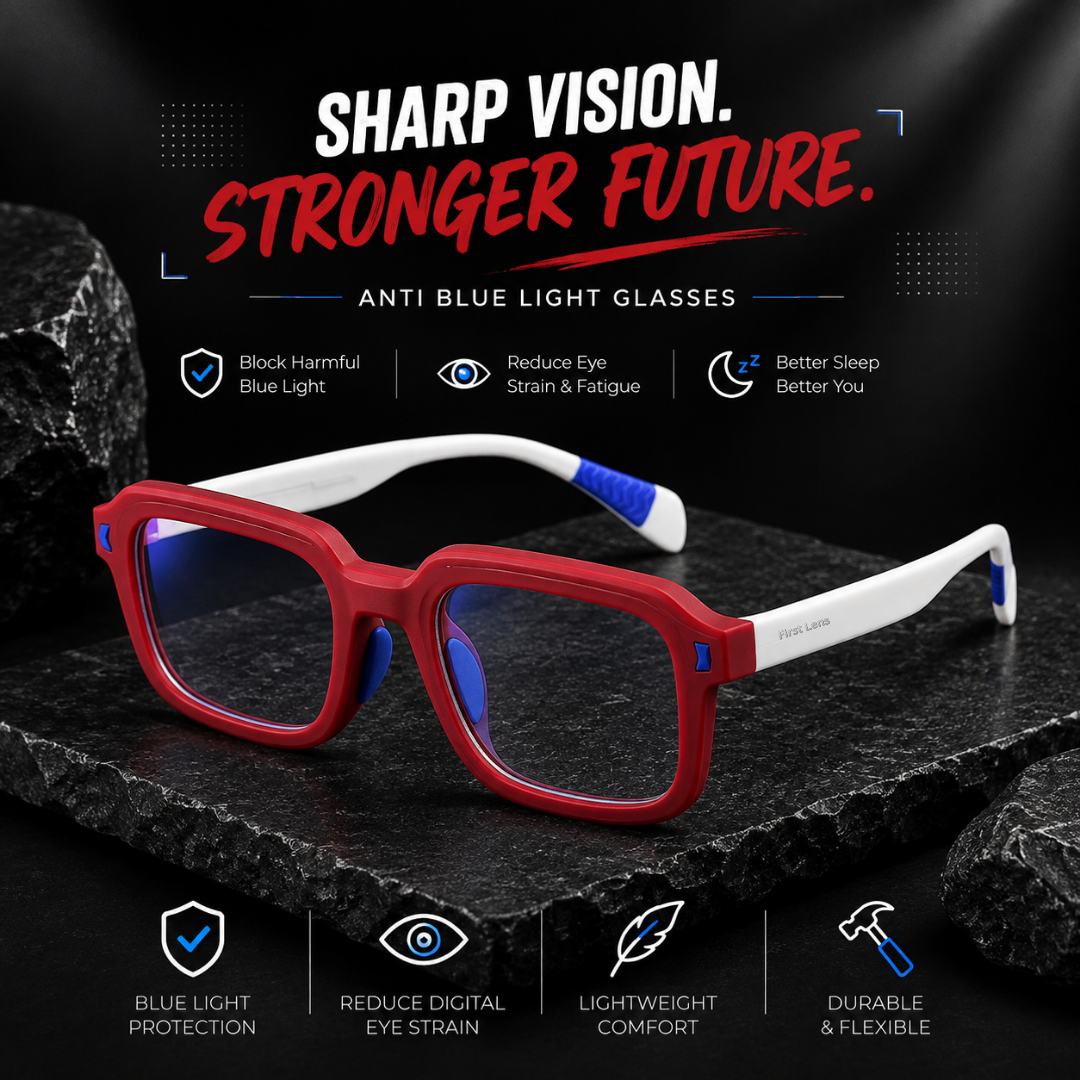First Lens Dino Dash  Kids Blue Light Computer Glasses Pink & Blue -  B284