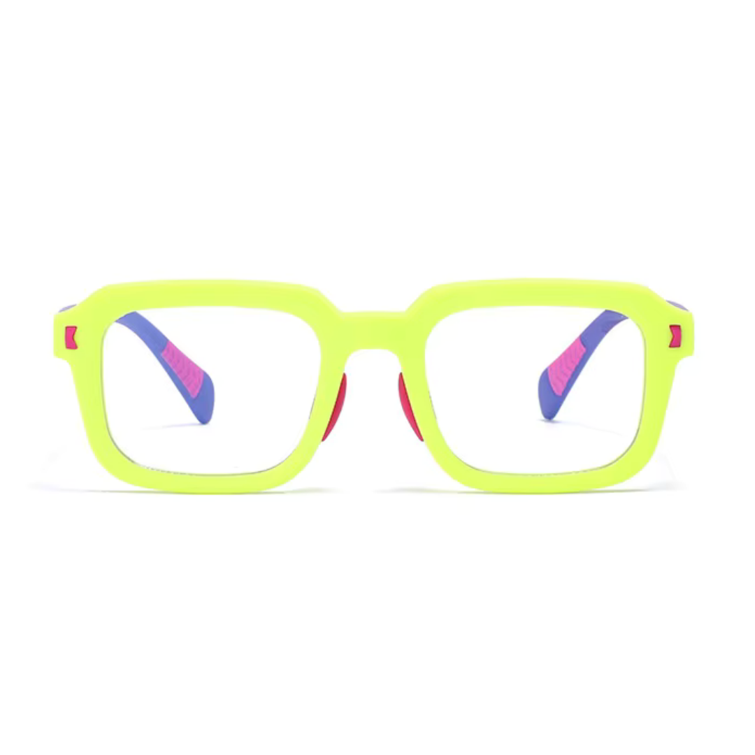 First Lens Dino Dash  Kids Blue Light Computer Glasses Violet & Pink - B286