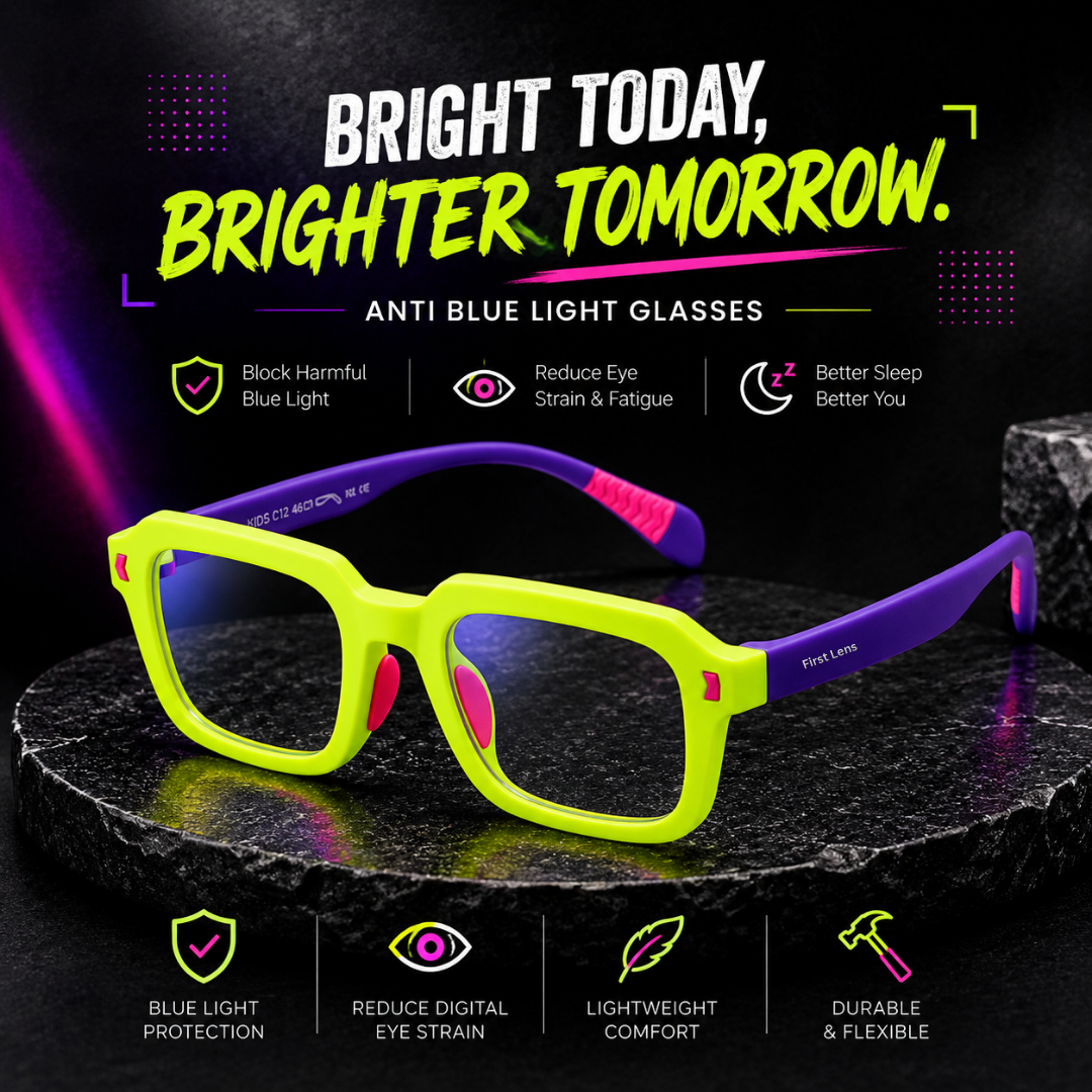First Lens Dino Dash  Kids Blue Light Computer Glasses Violet & Pink - B286
