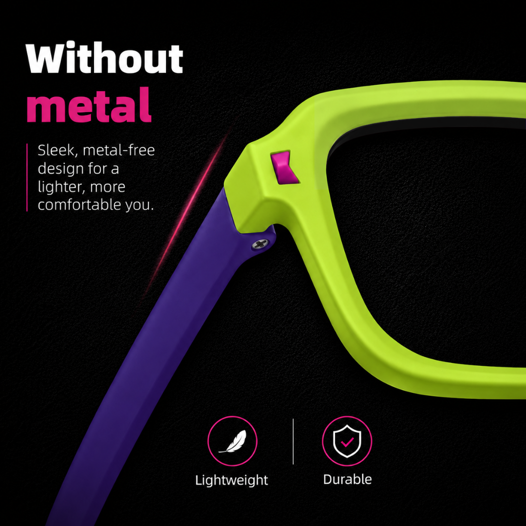 First Lens Dino Dash  Kids Blue Light Computer Glasses Violet & Pink - B286