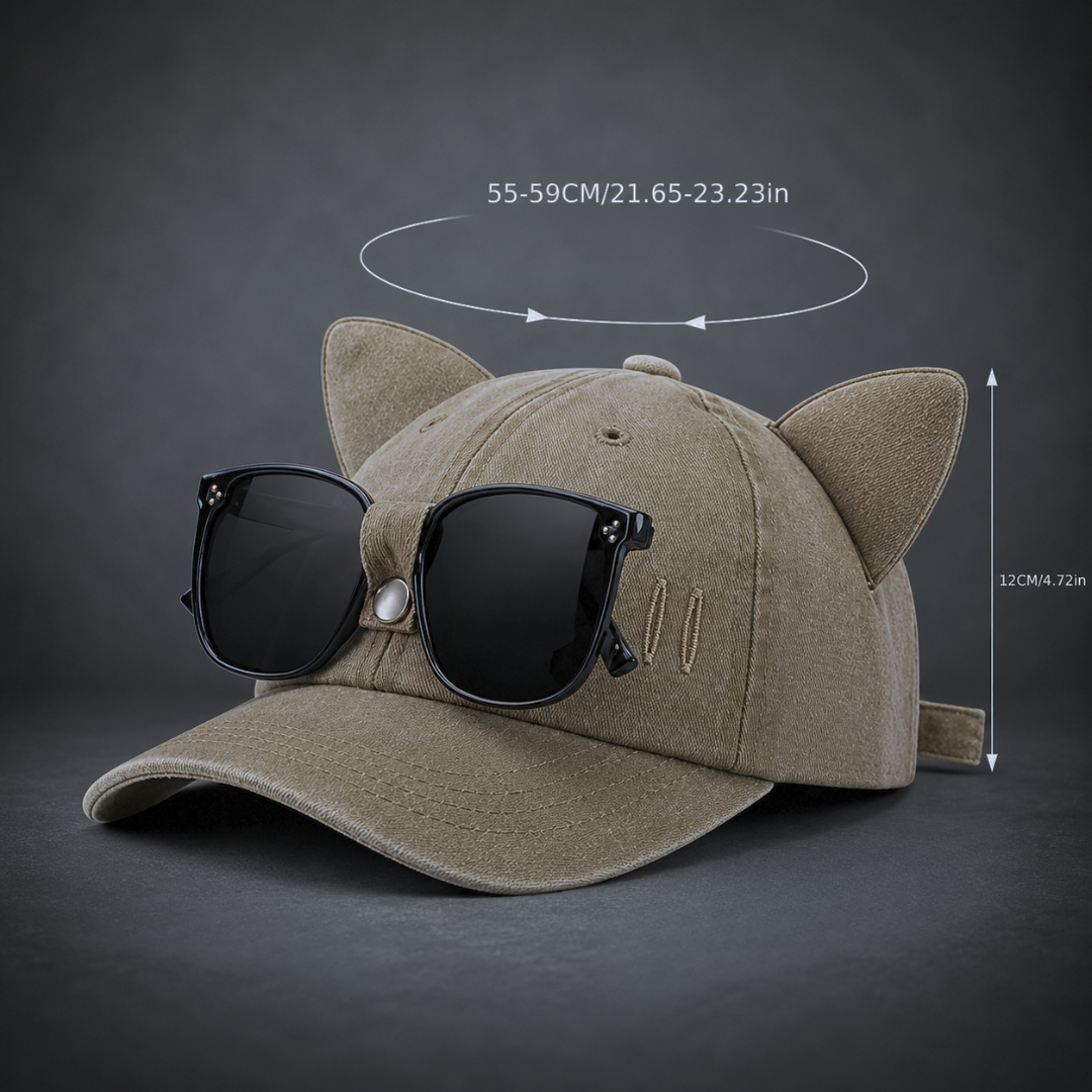 First Lens Kitty Pop Sunglass Cap Khaki A080