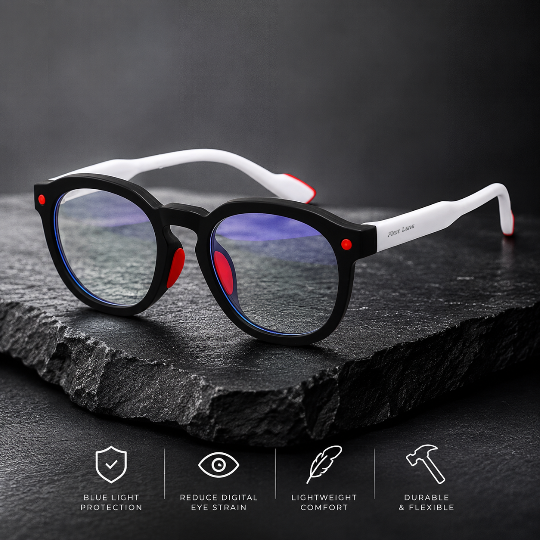 First Lens Little Explorer Kids Blue Light Computer Glasses Black & White - B271