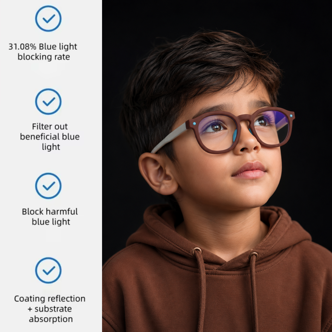 First Lens Little Explorer Kids Blue Light Computer Glasses  Brown & White - B272